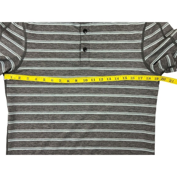 Lululemon Evolution Polo Shirt Mens Size Medium M Gray Striped Short Sleeve Golf - Picture 3 of 6